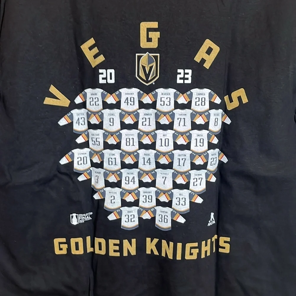 NWOT Vegas Golden Knights NHL Hockey 2023 Stanley Cup Black Cotton Tee Shirt - Picture 4 of 6